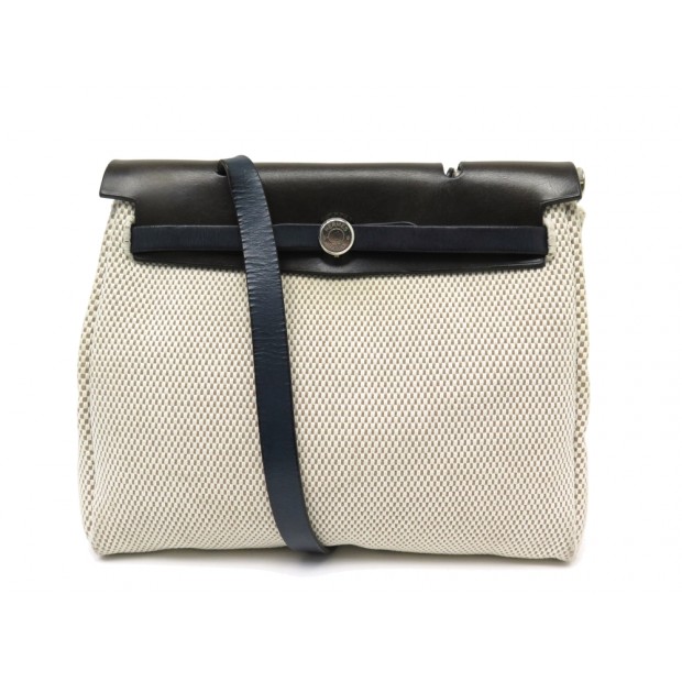 SAC A MAIN HERMES HERBAG 30 BANDOULIERE TOILE ET CUIR BEIGE CANVAS HANDBAG 2670€