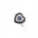 NEUF BAGUE EN OR BLANC COEUR T59 SERTIE SAPHIRS BAGUETTE DIAMANTS SAPHIRRES RING