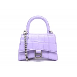 NEUF SAC A MAIN BALENCIAGA 664676 HOURGLASS NANO POCHETTE FACON CROCO BAG 1200€