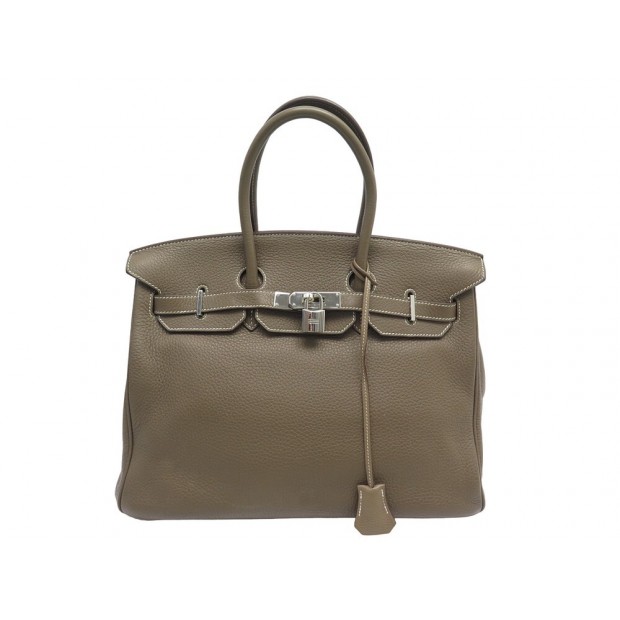 sac a main hermes birkin 35 en cuir togo etoupe acier