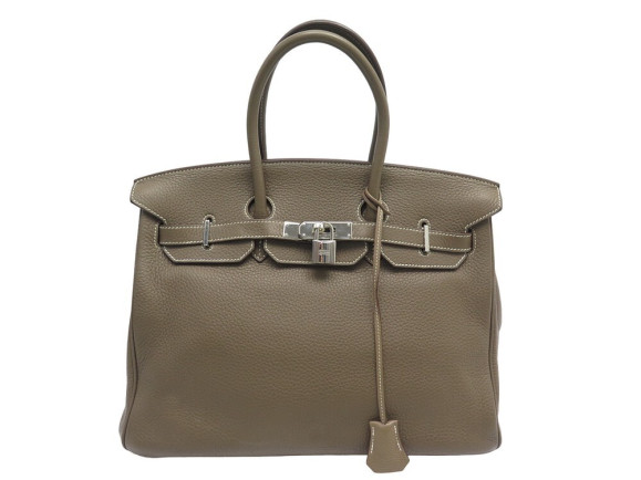 sac a main hermes birkin 35 en cuir togo etoupe acier