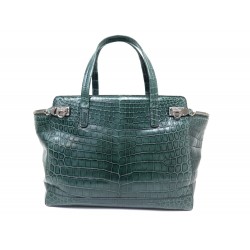 SAC DE VOYAGE A MAIN SALVATORE FERRAGAMO CABAS CROCODILE VERT WEEKEND BAG 28000€