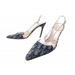 CHAUSSURES CHRISTIAN DIOR ESCARPINS TOILE OBLIQUE 39 CANVAS PUMPS SHOES 900€