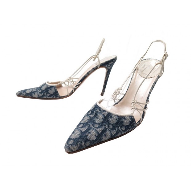 CHAUSSURES CHRISTIAN DIOR ESCARPINS TOILE OBLIQUE 39 CANVAS PUMPS SHOES 900€