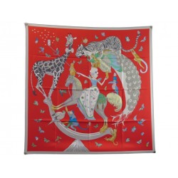 NEUF FOULARD HERMES STORY H003875S SOIE ROUGE CARRE 90 2022 NEW RED SILK SCARF