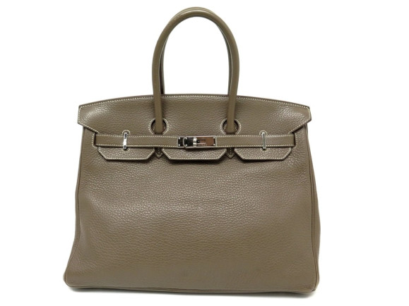 sac a main hermes birkin 35 cuir clemence etoupe acier