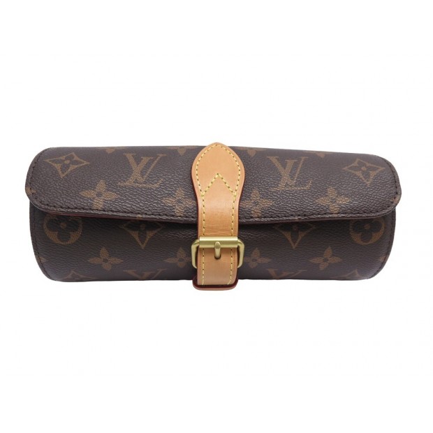 MARMOTTE LOUIS VUITTON ETUI 3 MONTRES TOILE MONOGRAM M47530 WATCH CASE 950€