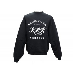 NEUF PULL BALENCIAGA MARATHON HEAVY ATHLETES 641654 XS 36 COTON NOIR SWEAT 650€