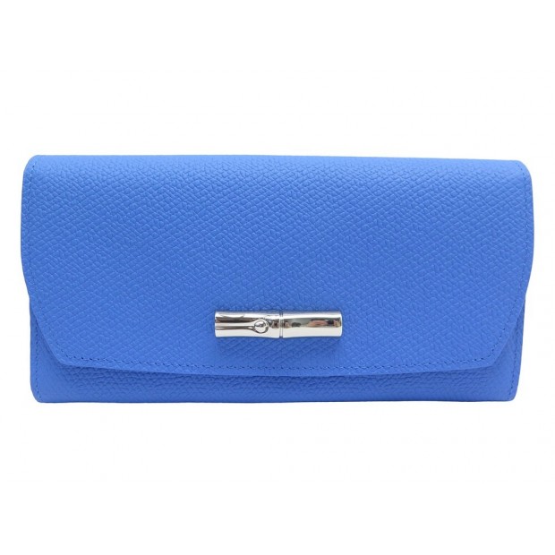 NEUF PORTEFEUILLE LONGCHAMP ROSEAU CUIR BLEU COBALT L3146HPN487 NEW WALLET 240€