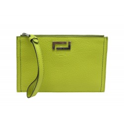 NEUF POCHETTE LANCEL ZIPPE PIA A91418 CUIR GRAINE CITRON NEW POUCH CLUTCH 180€