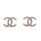 NEUF BOUCLES D'OREILLES CHANEL LOGO CC STRASS METAL EFFET VIEILLI EARRING 650€