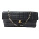 SAC A MAIN CHANEL EAST WEST CHOCOLATE BAR EN CUIR MATELASSE NOIR QUILTED PURSE