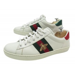 CHAUSSURES GUCCI BASKETS ACE 429446 10 IT 45 FR CUIR BRODEE SNEAKERS SHOES 630€