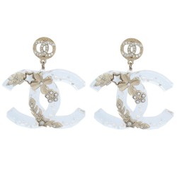 NEUF BOUCLES D'OREILLES CHANEL AB2562 2019 LARGE LOGO CC STRASS EARRINGS 1150€