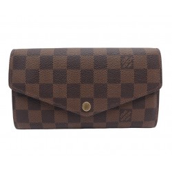 PORTEFEUILLE LOUIS VUITTON PORTE MONNAIE SARAH EN TOILE DAMIER EBENE WALLET 530€