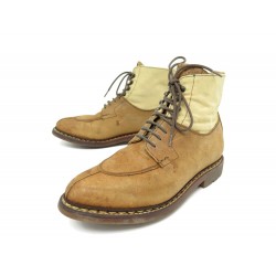 CHAUSSURES HESCHUNG GINKGO BOTTINES 5.5UK 38.5 FR TOILE ET CUIR CAMEL BOOTS 695€