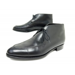 CHAUSSURES JOHN LOBB BOTTINES FOWEY 8E 42 CHUKKA CUIR NOIR + POCHON SHOES 1900€