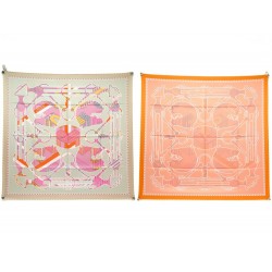 NEUF FOULARD HERMES TATERSALE EN ZIGZAG DOUBLE FACE JAMIN SOIE SILK SCARF 620€