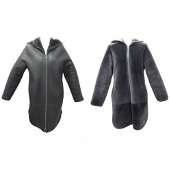 NEUF MANTEAU ZAPA MILOR REVERSIBLE M 40 EN CUIR MOUTON RETOURNE GRIS COAT 1890€