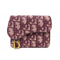 NEUF PORTEFEUILLE CHRISTIAN DIOR SADDLE TOILE OBLIQUE BORDEAUX BOITE WALLET 420€