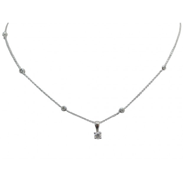 COLLIER ARTHUS BERTRAND SOUPCON DIAMANTS PENDENTIF ABSOLU OR 18K 0.37CT NECKLACE