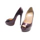 NEUF CHAUSSURES CHRISTIAN LOUBOUTIN LADY PEEP 38 VERNIS PRUNE ESCARPINS 795€