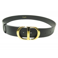 NEUF CEINTURE CHRISTIAN DIOR MONTAIGNE 80 CM EN CUIR NOIR NEW LEATHER BELT 690€