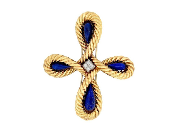 broche van cleef arpels pendentif croix cabochon