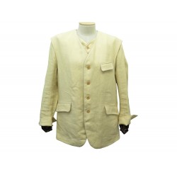 ENSEMBLE VESTE + GILET ARNYS EN LIN JAUNE TAILLE 52 L LINEN JACKET COAT VEST