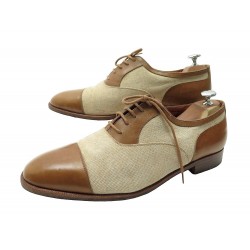 CHAUSSURES JOHN LOBB OXFORD 10 44 RICHELIEU BIMATIERE EN LIN & CUIR SHOES 1450€