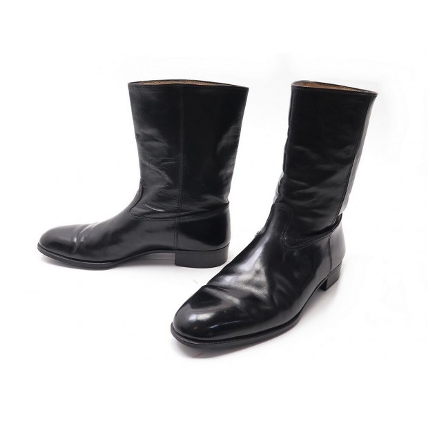 CHAUSSURES JOHN LOBB BOTTINES DE MOTARD 8.5 42.5 EN CUIR NOIR BIKER BOOTS 1910€