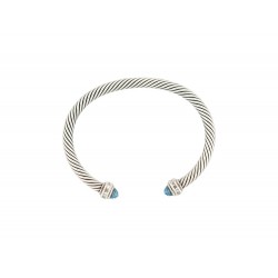 BRACELET DAVID YURMAN CABLE MM T17 ARGENT 925 5MM DIAMANTS TOPAZE BANGLE 800€