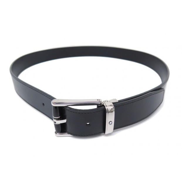 NEUF CEINTURE MONTBLANC HOMME 34MM CUIR NOIR BOUCLE BLACK LEATHER BELT 305€