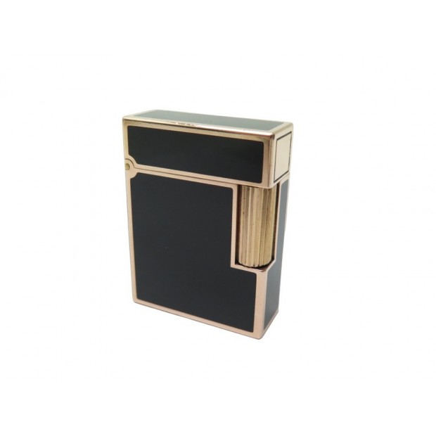 BRIQUET A GAZ ST DUPONT LIGNE 2 PLAQUE OR ET LAQUE DE CHINE NOIRE LIGHTER 1190€