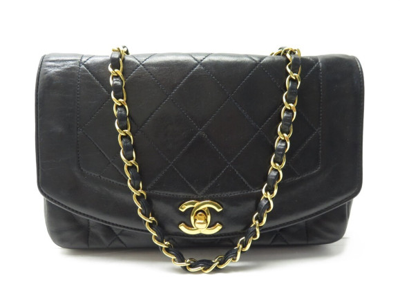 sac a main chanel diana en cuir noir