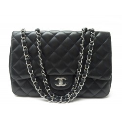 SAC A MAIN CHANEL TIMELESS GRAND CLASSIQUE JUMBO CUIR NOIR HAND BAG PURSE 11100€