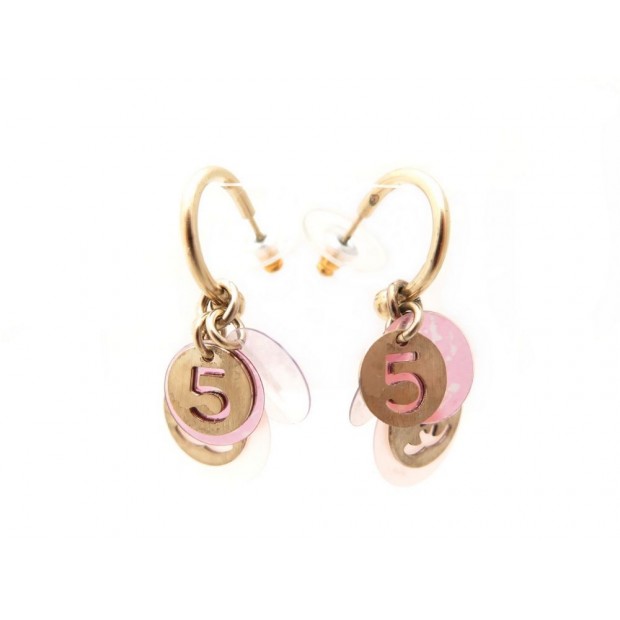 BOUCLES D'OREILLES CHANEL NUMERO 5 LOGO CC 2009 EN METAL DORE EARRINGS 380€