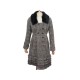 MANTEAU LOUIS VUITTON MOTIF TARTAN & COL FOURRURE VISON S 36 40 TWEED COAT 3900€