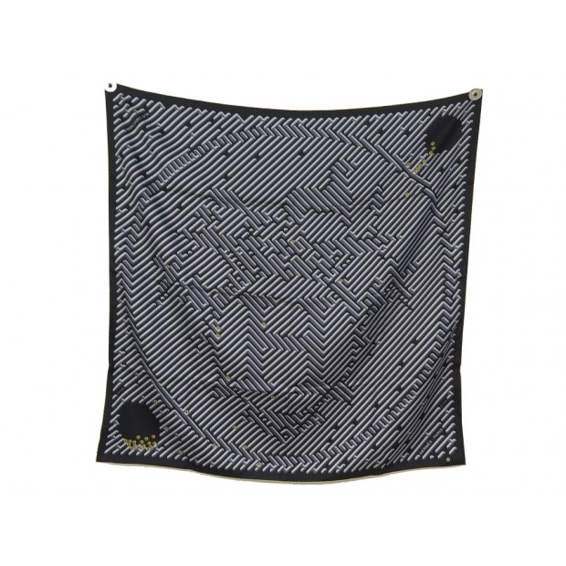 NEUF FOULARD HERMES PARCOURS D'H 002720S EN SOIE NOIRE BLACK NEW SILK SCARF 495€