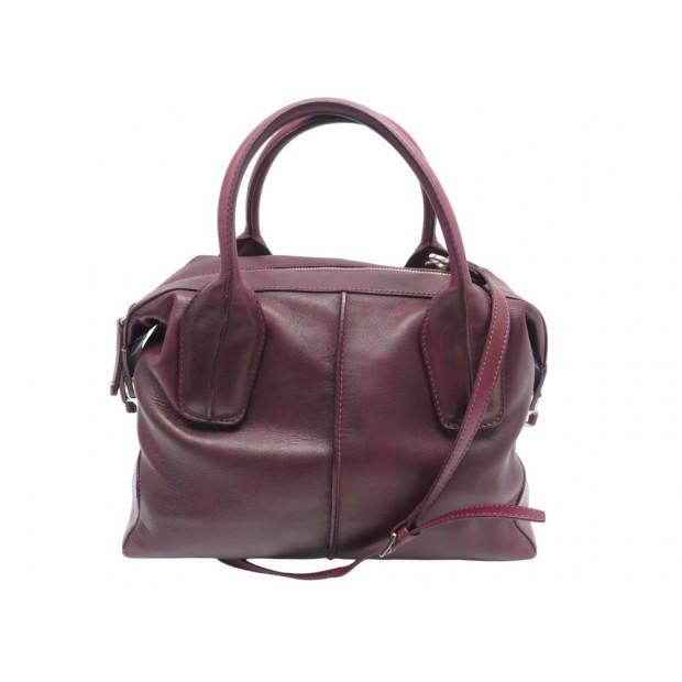 SAC A MAIN TOD'S D-STYLING EN CUIR BORDEAUX BURGUNDY LEATHER HANDBAG PURSE 1700€