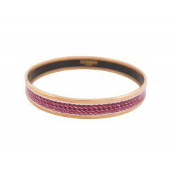 BRACELET HERMES EMAIL FIN MOTIF CEINTURE 22 METAL DORE ENAMEL STEEL STRAP 440€