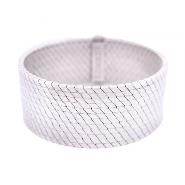 BRACELET HERMES MANCHETTE MAILLE MIROIR 19 ARGENT 925 95.2 GR SILVERED BANGLE