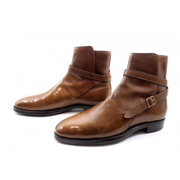 CHAUSSURES JOHN LOBB JODHPUR BOTTINES A COURROIES 8E 42 CUIR MARRON BOOTS 1180