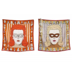 NEUF FOULARD HERMES DRESS CODE DOUBLE FACE DANIEL CLOWES ORANGE SOIE SCARF 620€