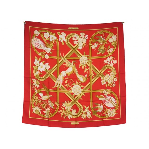 VINTAGE FOULARD HERMES CARAIBES 1974 VAUZELLES CARRE 90 EN SOIE ROUGE SCARF 495€