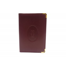 VINTAGE COUVERTURE PORTE AGENDA MUST CARTIER PM REPERTOIRE CARNET CUIR BORDEAUX