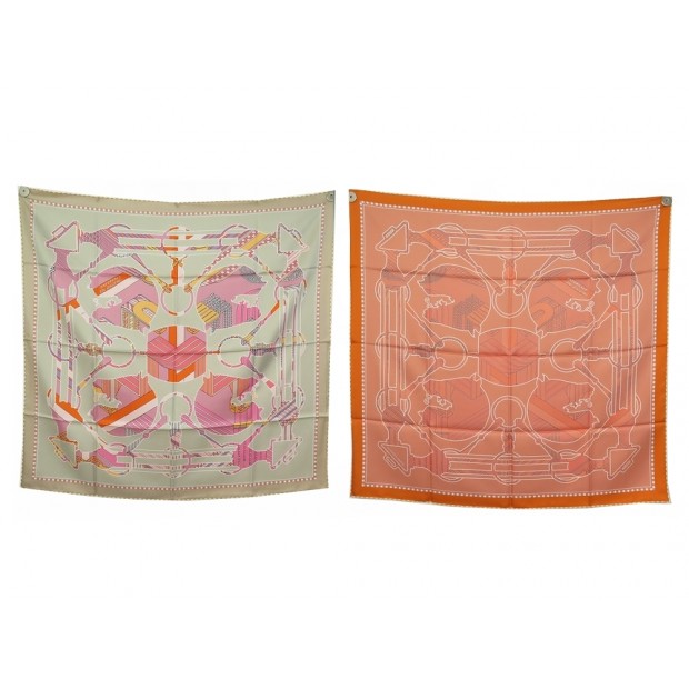 NEUF FOULARD HERMES TATERSALE EN ZIGZAG DOUBLE FACE H903865S CARRE 90 SCARF 620€