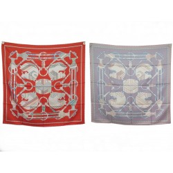 NEUF FOULARD HERMES TATERSALE EN ZIGZAG DOUBLE FACE H903865S CARRE 90 SCARF 620€