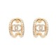 NEUF BOUCLES D'OREILLES CHANEL LOGO CC ET STRASS METAL DORE NEW EARRINGS 850€