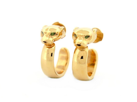 boucles d'oreilles cartier panthere en or jaune 18k